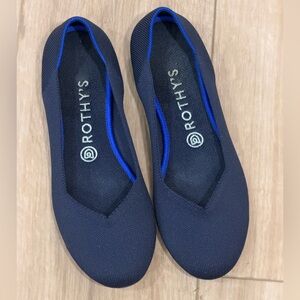 ROTHY’S The Flat Round Toe Comfort Slip On Ballet Flats Navy Blue Womens 9